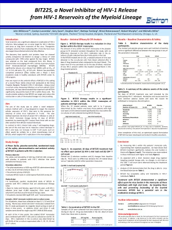 BIT225, a Novel Inhibitor of HIV-1 Release  from HIV-1 Reservoirs of the Myeloid Lineage John