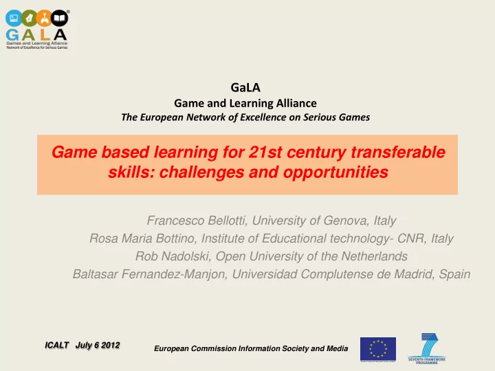 francesco bellotti university of genova italy rosa maria