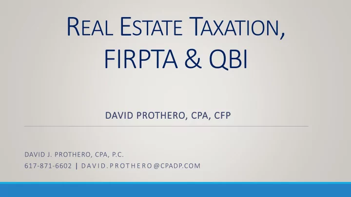 r eal e state t axation firpta qbi