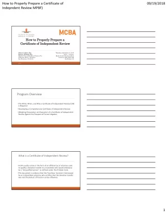 How to Properly Prepare a Certificate of  09/19/2018  Indepndent Review MPBF)  How to Properly