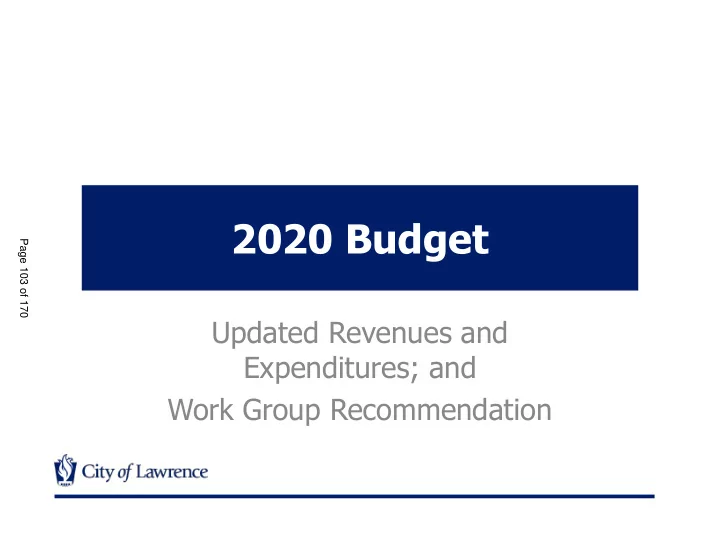 2020 budget