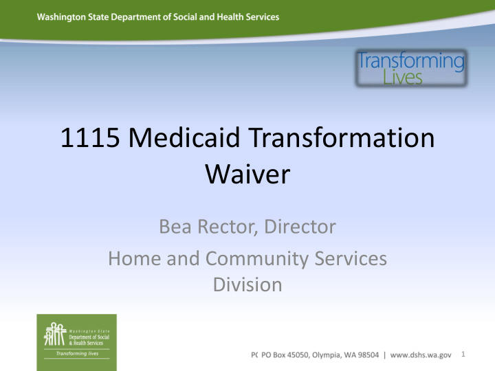 1115 medicaid transformation