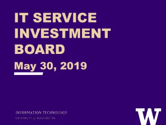BOARD  May 30, 2019  AGENDA  &gt; Call to order  &gt; IT Governance Boards Recap  Strategy Board