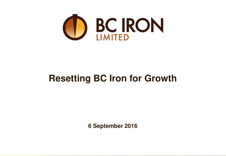 resetting bc iron for growth