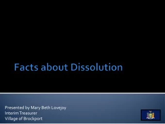 Presented by Mary Beth Lovejoy  Interim Treasurer  Village of Brockport  Information presented is