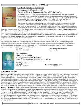 About the Editors Carol A. Falender , PhD is adjunct professor at Pepperdine University, and