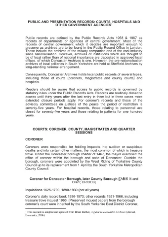 PUBLIC AND PRESENTATION RECORDS: COURTS, HOSPITALS AND OTHER GOVERNMENT AGENCIES 1  Public records