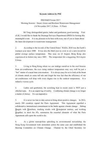 Keynote Address by PSE DSD R&amp;D Forum 2017 Morning Session  Smart, Green and Resilient