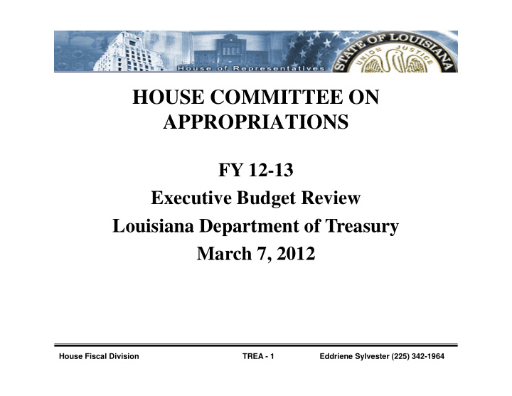 house committee on appropriations appropriations