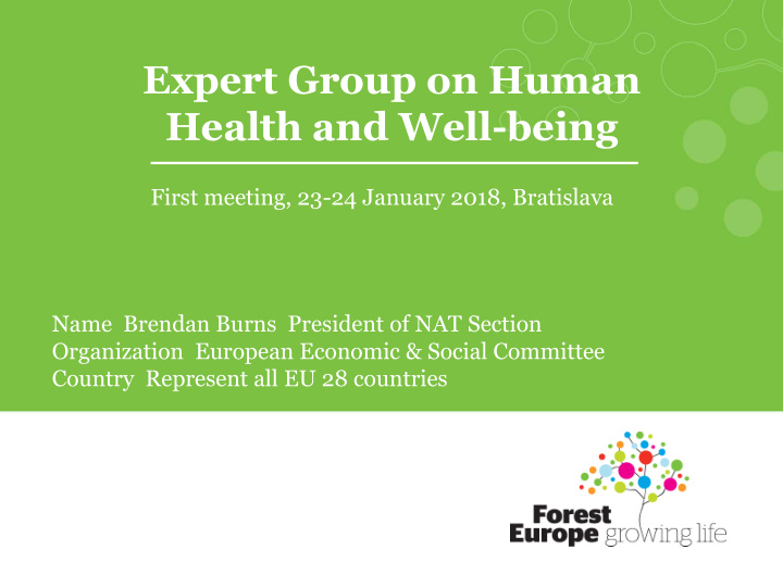 expert group on human health and well being