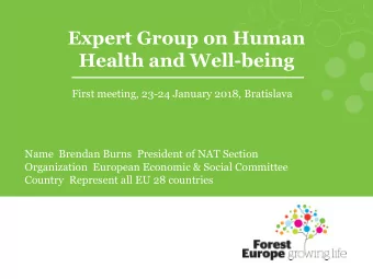 Expert Group on Human  Health and Well-being  First meeting, 23-24 January 2018, Bratislava  Name