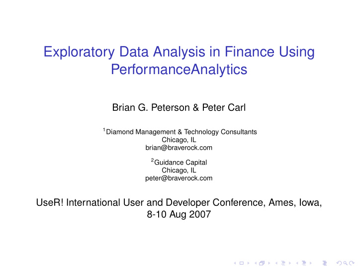 exploratory data analysis in finance using