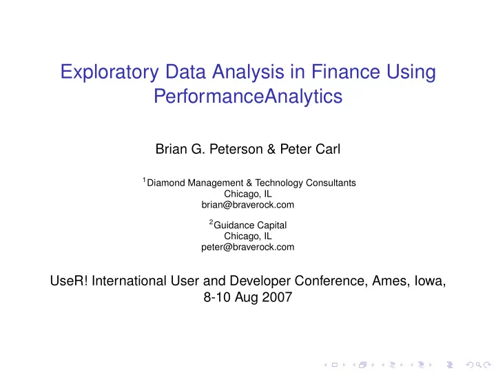 exploratory data analysis in finance using