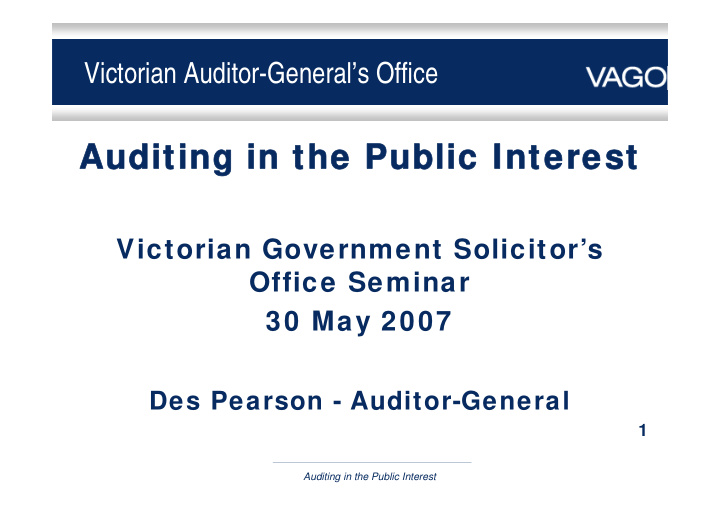 auditing in the public interest auditing in the public