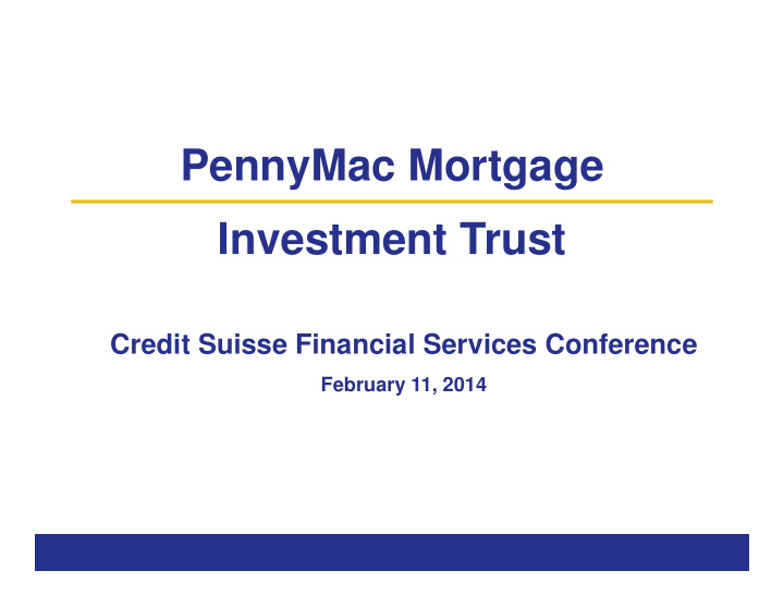 pennymac mortgage investment trust