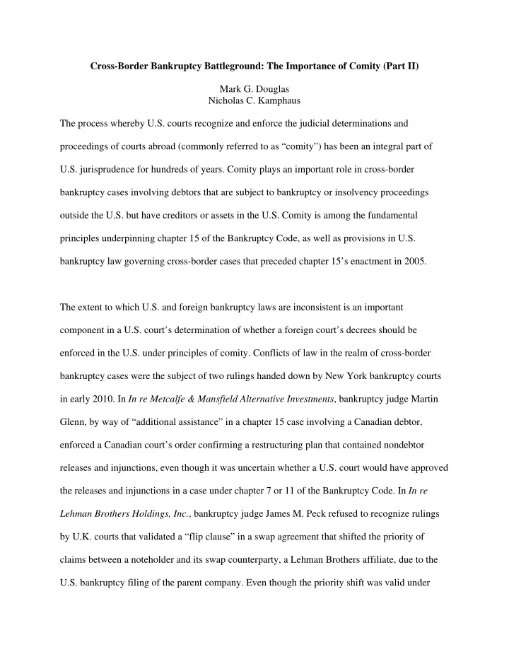 cross border bankruptcy battleground the importance of