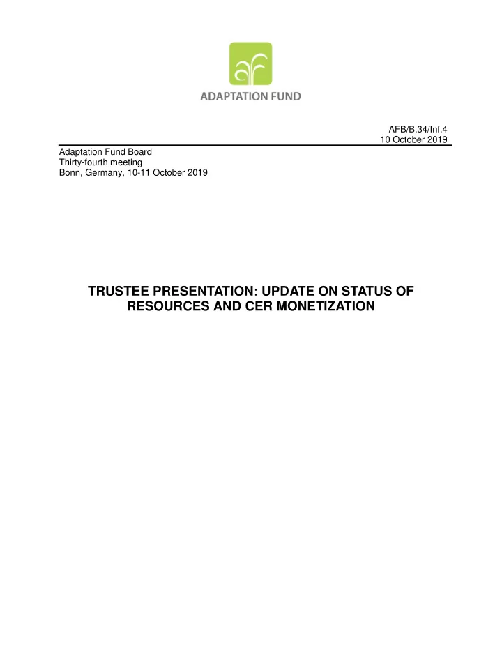 trustee presentation update on status of resources and