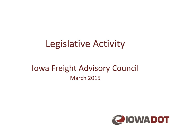 legislative activity