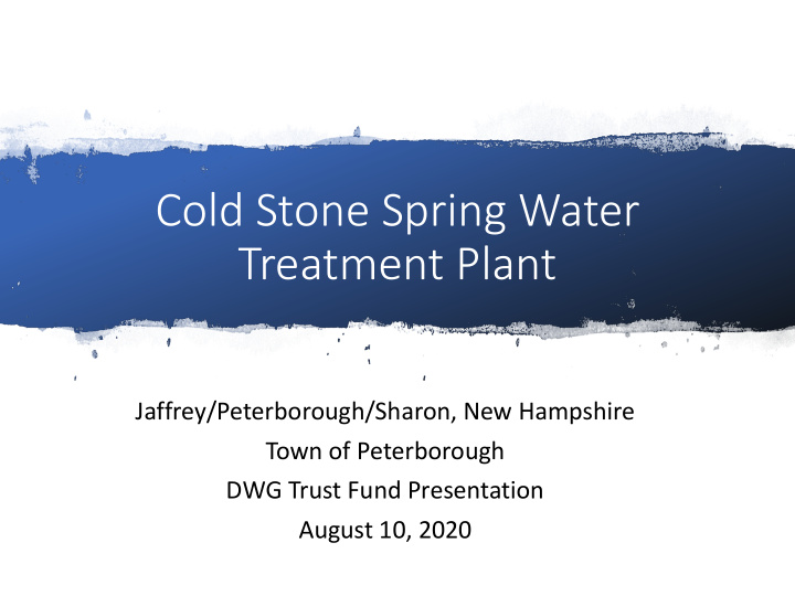 cold stone spring water treatment plant