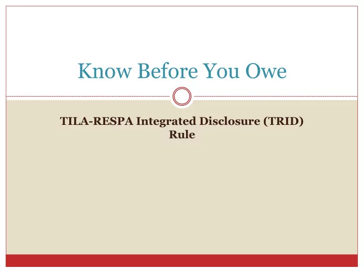 know before you owe