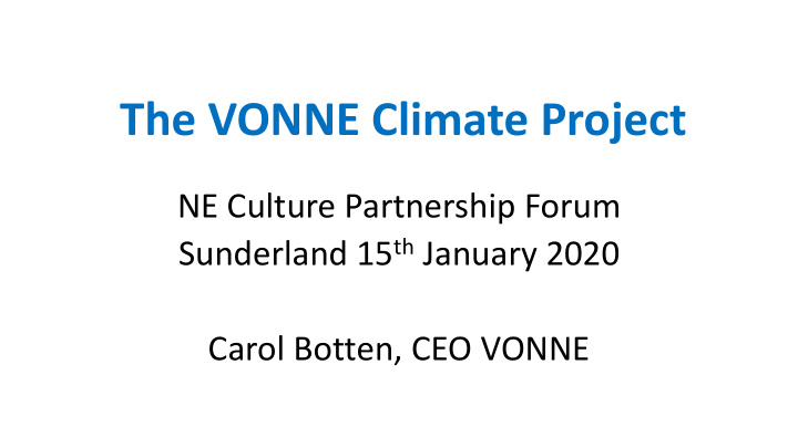 the vonne climate project