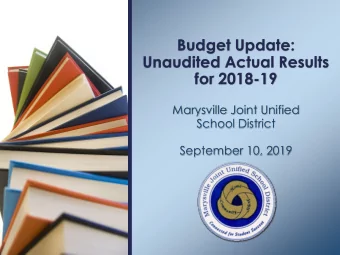 Budget Update:  Unaudited Actual Results  for 2018-19  Marysville Joint Unified  School District