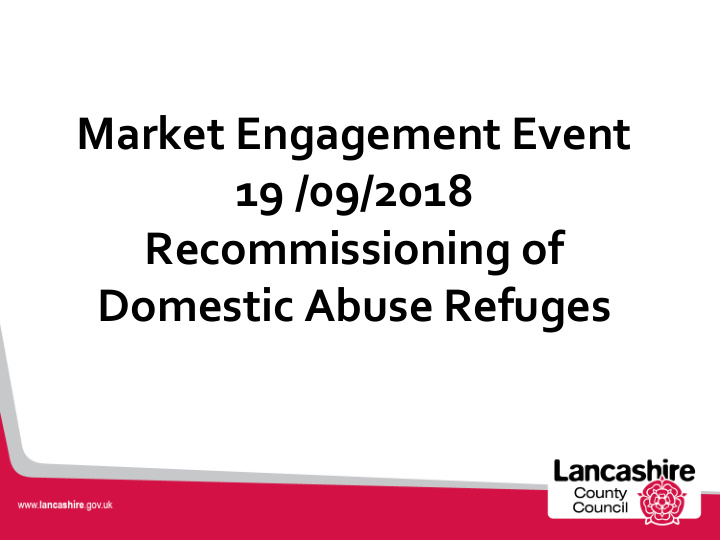 market engagement event 19 09 2018 recommissioning of