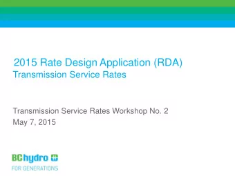 2015 Rate Design Application (RDA)  Transmission Service Rates  Transmission Service Rates Workshop