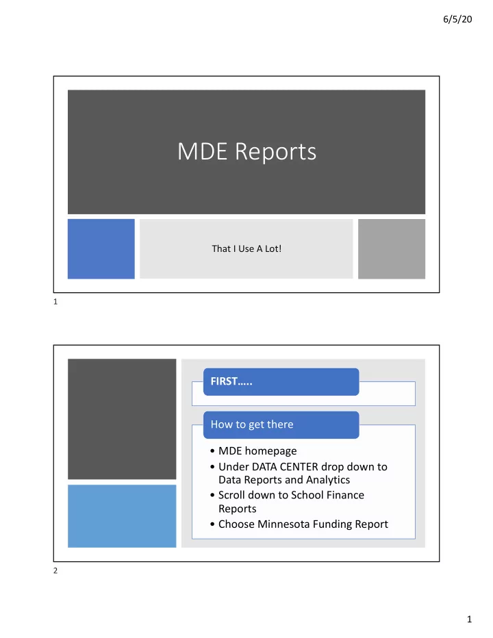 mde reports