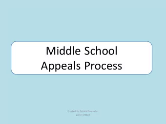 Middle School  Appeals Process  Created  by School Counselor  Cara Turnbull  Who can appeal?