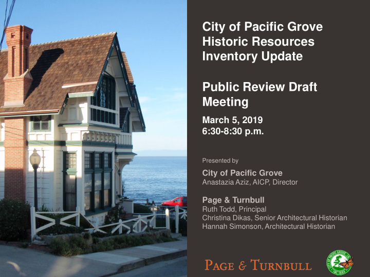 city of pacific grove historic resources inventory update