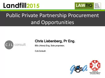 Contents 1. Introduction 2. Background to PPPs in RSA 3. Regulatory framework 4. PPP Feasibility