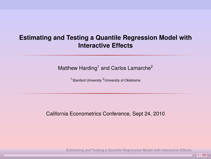 estimating and testing a quantile regression model with