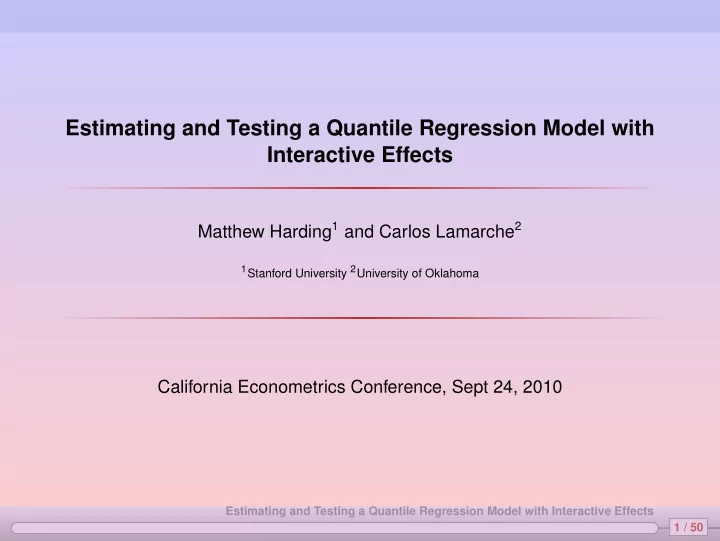 estimating and testing a quantile regression model with