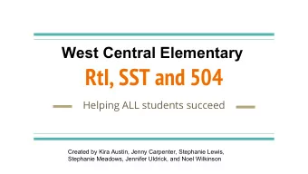RtI, SST and 504  Helping ALL students succeed  Created by Kira Austin, Jenny Carpenter, Stephanie