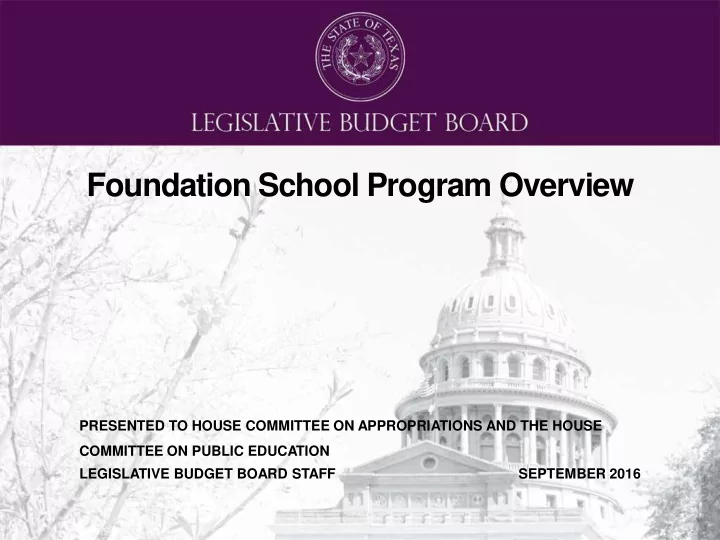 foundation school program overview