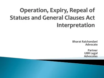 Advocate  Partner  UBR Legal  Advocates  Intro  roductio  duction  Statutes are either