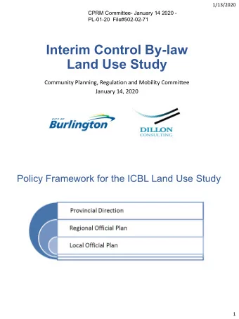 Land Use Study  Community Planning, Regulation and Mobility Committee  January 14, 2020  Policy