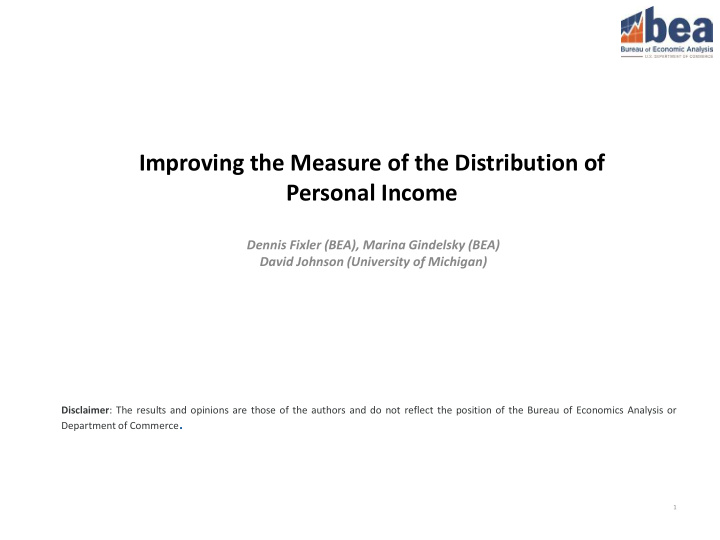 improving the measure of the distribution of personal