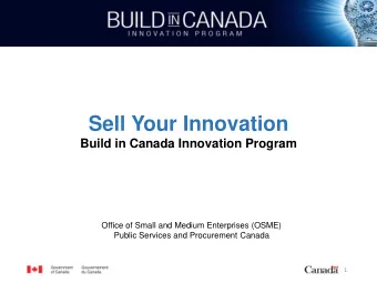 Sell Your Innovation  Build in Canada Innovation Program  Office of Small and Medium Enterprises