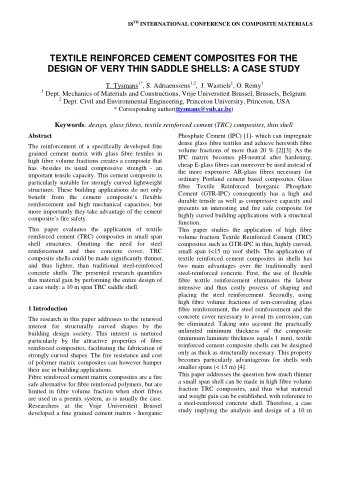 TEXTILE REINFORCED CEMENT COMPOSITES FOR THE  DESIGN OF VERY THIN SADDLE SHELLS: A CASE STUDY T.