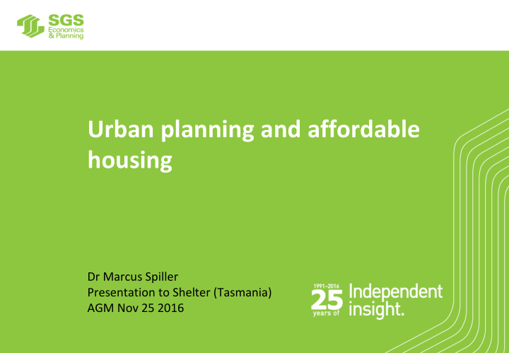 urban planning and affordable housing