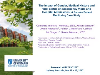 Vital Status on Emergency Visits and Hospital Admissions: A Remote Patient  Monitoring Case Study