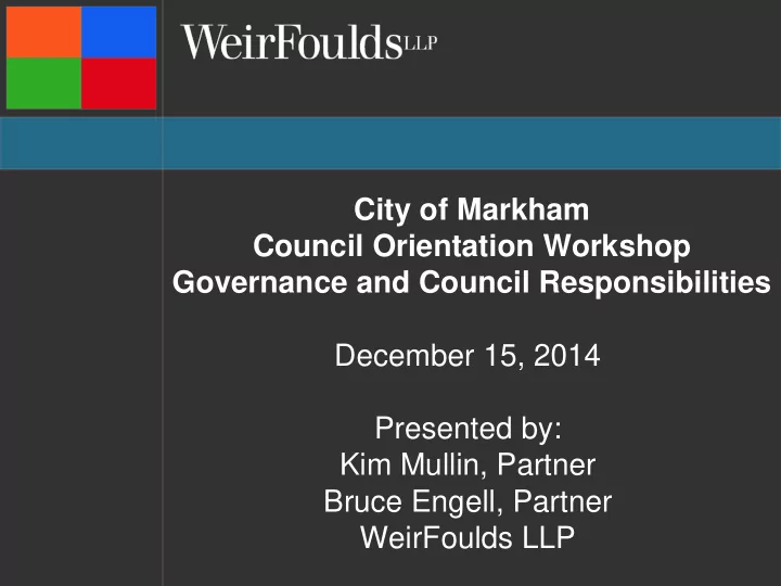 governance and council responsibilities