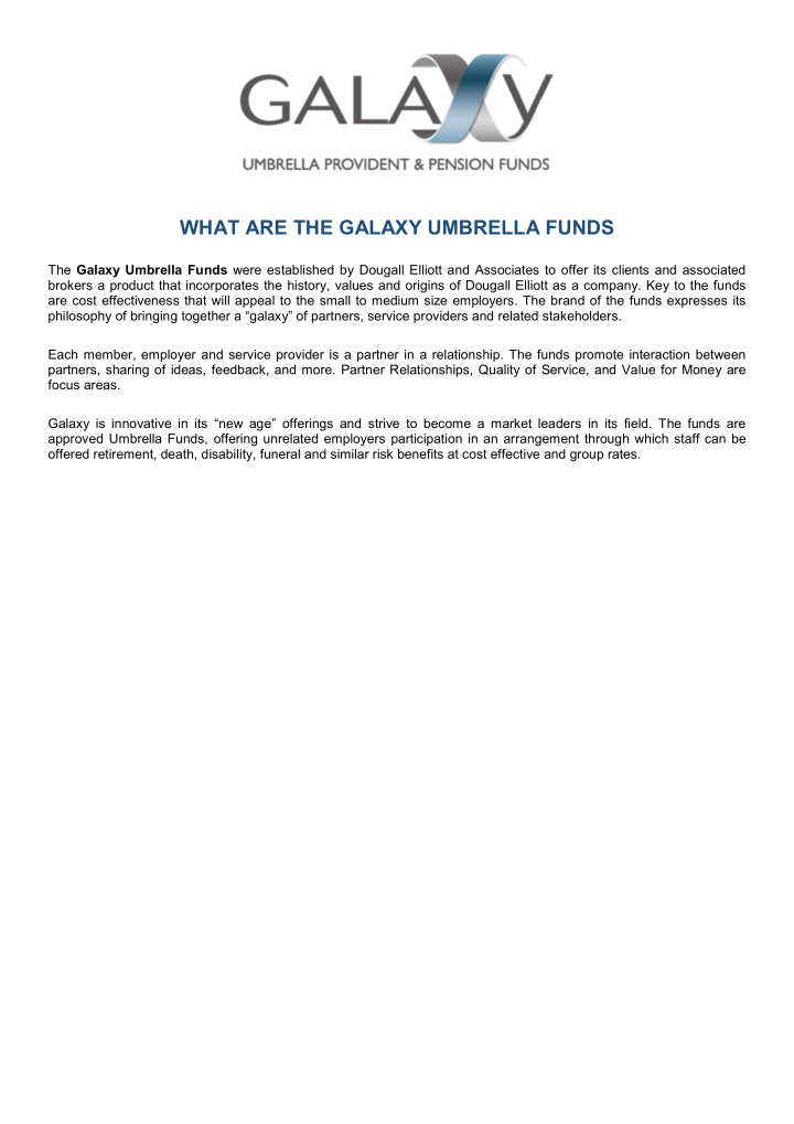 what are the galaxy umbrella funds