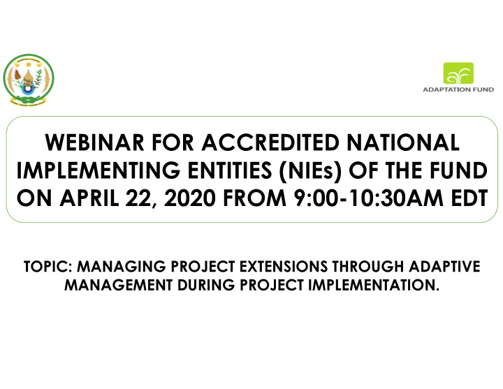 webinar for accredited national implementing entities