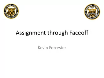 Assignment through Faceoff  Kevin Forrester  Communicate with your partner  Who contact who??
