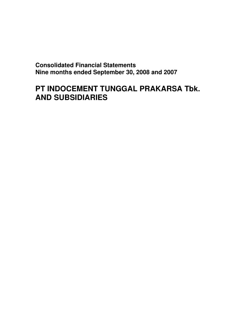 consolidated financial statements nine months ended