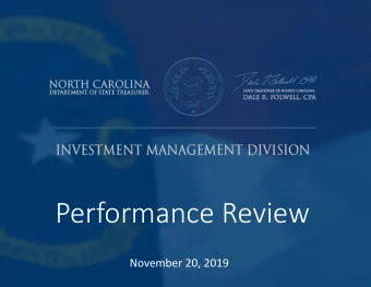 Performance Review  November 20, 2019  Investment Management Division  Cost-Efficiencies Initiative