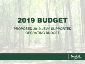 Norfolk County Operating and Capital Budgets  Budget  Purpose  2019 Budget  Capital Budget